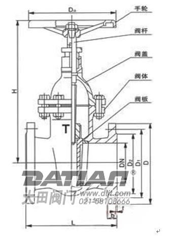 Z45暗杆楔式单闸板闸阀 结构图